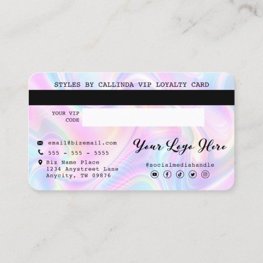 Holographic Glitter Drip VIP Loyalty Credit Style  Visitekaartje (Achterkant)