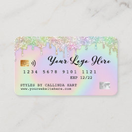 Holographic Glitter Drip VIP Loyalty Credit Style Visitekaartje