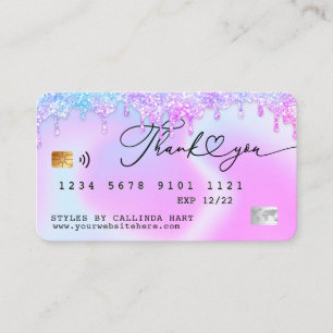 Holographic Glitter Drip VIP Loyalty Credit Style Visitekaartje