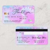 Holographic Glitter Drip VIP Loyalty Credit Style Visitekaartje (Voorkant / Achterkant)