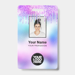 Holographic Glitter Drivers Employee Photo Logo Na Badge