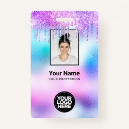 Holographic Glitter Drivers Employee Photo Logo Na Badge