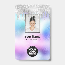 Holographic Glitter Drivers Employee Photo Logo Na Badge