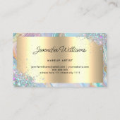 Holographic Glitter Gold Foil Purple Marble Agate Visitekaartje (Achterkant)