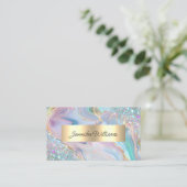 Holographic Glitter Gold Foil Purple Marble Agate Visitekaartje (Staand voorkant)