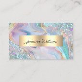 Holographic Glitter Gold Foil Purple Marble Agate Visitekaartje (Voorkant)