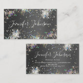Holographic Glitter Makeup Artist Elegant Black Visitekaartje (Voorkant / Achterkant)
