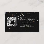 Holographic Glitter Makeup Artist QR Code Black Visitekaartje (Achterkant)