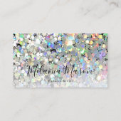 Holographic Glitter Makeup Artist QR Code Black Visitekaartje (Voorkant)