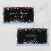 Holographic Glitter Modern Beauty Salon Black Visitekaartje (Voorkant / Achterkant)