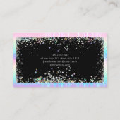 Holographic Glitter Modern Beauty Salon Black Visitekaartje (Achterkant)