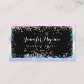 Holographic Glitter Modern Beauty Salon Black Visitekaartje (Voorkant)
