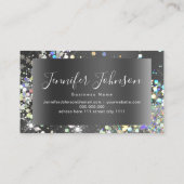 Holographic Glitter Nail Salon Elegant Black Chic Visitekaartje (Achterkant)