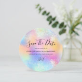Holographic Glitter Pastel Wedding Save the date (Staand voorkant)