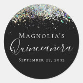 Holographic Glitter Quinceañera Ronde Sticker (Voorkant)