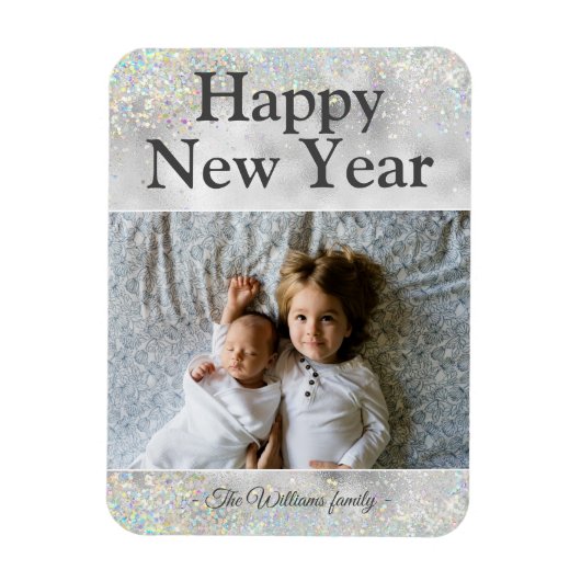 Holographic Glitter Sparking New Year | Vakantie Magneet (Verticaal)