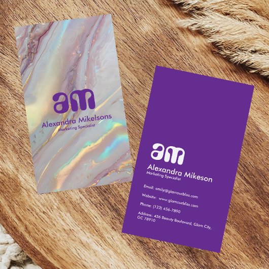 Holographic Gold Marble Professional Visitekaartje