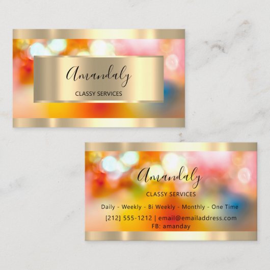 Holographic Gold Professional Makeup Influencer Visitekaartje (Voorkant / Achterkant)