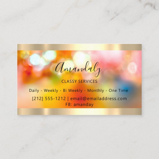 Holographic Gold Professional Makeup Influencer Visitekaartje (Achterkant)