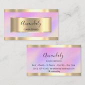 Holographic Gold Professional Makeup Nails roze Visitekaartje (Voorkant / Achterkant)