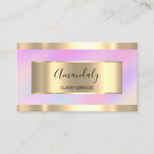 Holographic Gold Professional Makeup Nails roze Visitekaartje (Voorkant)
