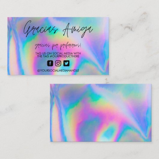 Holographic Gracias Trendy Salon Visitekaartje (Voorkant / Achterkant)