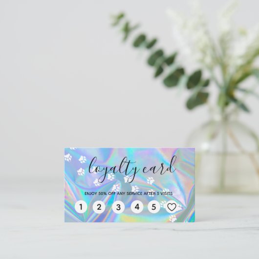 Holographic Grooming Service Loyalty-Kaarten Visitekaartje (Staand voorkant)