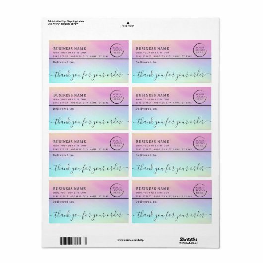 Holographic logo bedankt uw zakelijke maillabel etiket (Full Sheet)