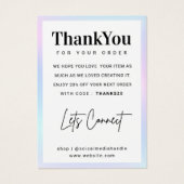 Holographic Logo Ketting oormerken Hartelijk dank Visitekaartje (Voorkant)