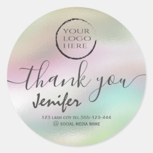holographic logo script bedankt klassieke ronde s sticker