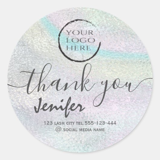 holographic logo script bedankt klassieke ronde s sticker (Voorkant)