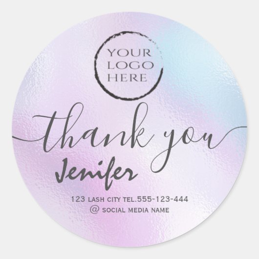holographic logo script bedankt klassieke ronde s sticker (Voorkant)