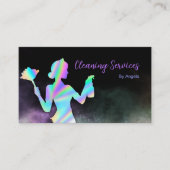 Holographic Maid Cleaning Services Sparking Chic Visitekaartje (Voorkant)