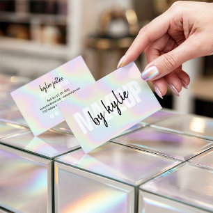 Holographic makeup artiest bold signature script visitekaartje