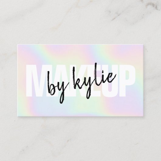Holographic makeup artiest bold signature script visitekaartje (Voorkant)