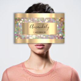 Holographic Makeup Artist Gold Lashes Extension Visitekaartje