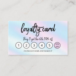 Holographic Makeup Artist Hair Salon Loyalty Card Visitekaartje
