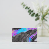 Holographic Marble Elegant Trendy Personalized Visitekaartje (Staand voorkant)