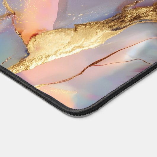 Holographic Marble Gold Abstract Art Bureaumat (Hoek)