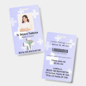 Holographic Medical 3D Caduceus White Badge (Voor- en achterkant)