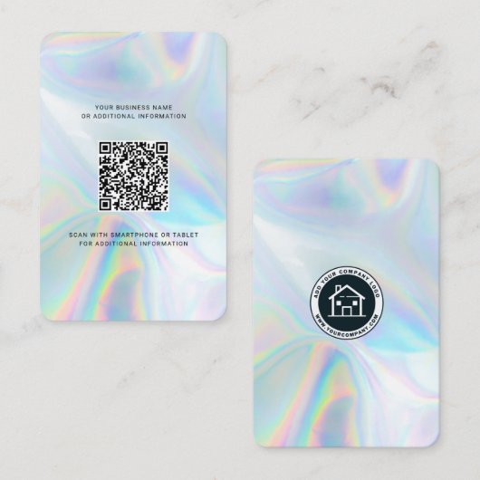 Holographic Modern van Company Logo QR Code Visitekaartje (Voorkant / Achterkant)