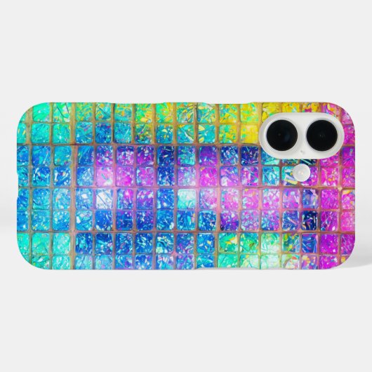 Holographic Mosaic Tile Rainbow Phone Case (Achterkant (horizontaal))