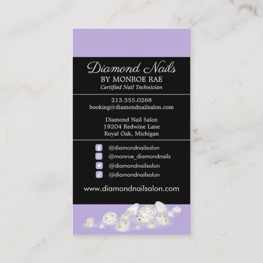 Holographic Nail Tech Nail Salon Trendy Hand Logo Visitekaartje (Achterkant)