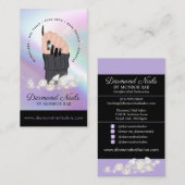 Holographic Nail Tech Nail Salon Trendy Hand Logo Visitekaartje (Voorkant / Achterkant)