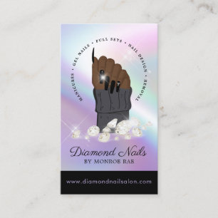 Holographic Nail Tech Nail Salon Trendy Hand Logo Visitekaartje