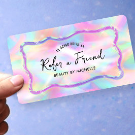 Holographic Neon Colors Refer A Friend Girly Aanbevelingskaartje