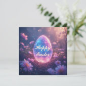 Holographic Neon Easter Egg Card Feestdagenkaart (Staand voorkant)