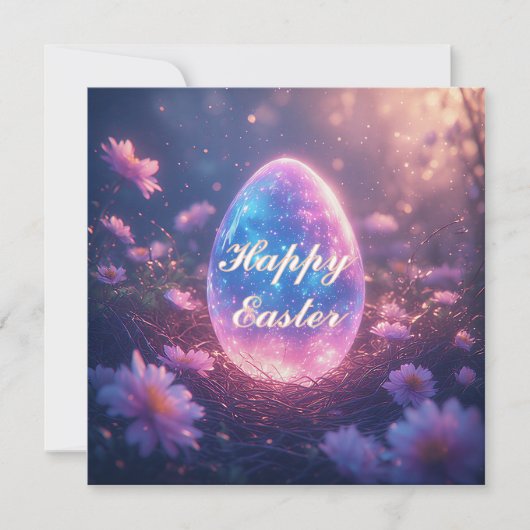 Holographic Neon Easter Egg Card Feestdagenkaart (Voorkant)