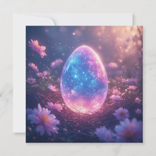 Holographic Neon Easter Egg Card Feestdagenkaart (Voorkant)