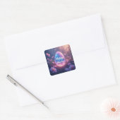 Holographic Neon Easter Egg Card Vierkante Sticker (Envelop)
